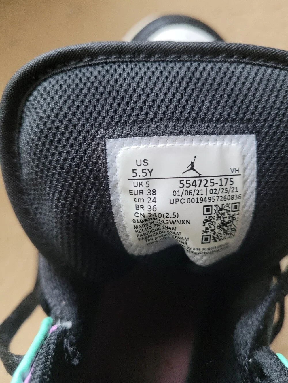 Nike Kids Air Jordan High Top Sneakers Black White Green Pink Neon